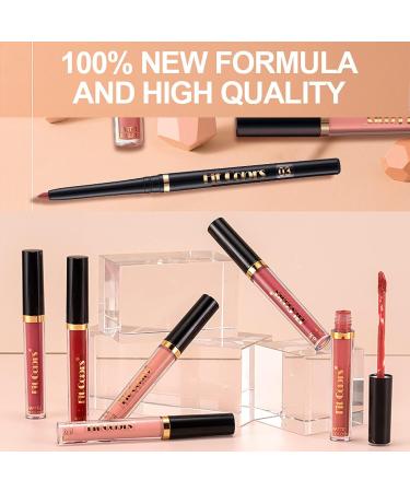 Nude Lip Liner and Lipstick Set for Black Women - 3 Matte Liquid Lipsticks + 3 Matching Lip Liner Pens - Long Lasting Waterproof Formula - One Step Lips Makeup Kit (A) - Buy Online on GoSupps.com