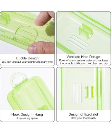 Yeeco Transparent Green Toothbrush Case - 2 Pack Travel Size Holder for Easy Travel | Portable & Lightweight Travel Toothbrush Case - Buy Online on GoSupps.com
