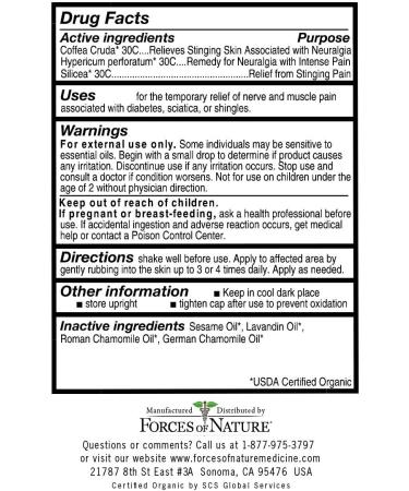 Forces of Nature Nerve Pain Relief - Organic Plant Medicine 0.37 fl oz (11 ml) - Buy Online on GoSupps.com