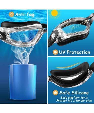Cooloo Swimming Goggles for Kids | 2-Pack Anti-Fog & Leak-Proof | Black/Blue & Black/Clear Lens | Ideal for Boys & Girls Age 3-15 - Buy Online on GoSupps.com