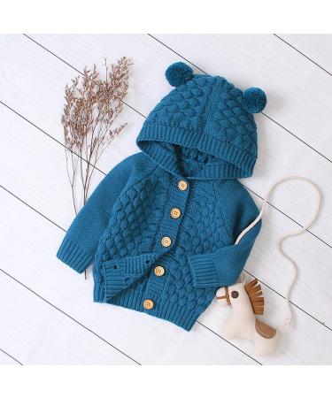 Puseky Baby Knit Sweater with Hooded Ears - 6-12 Months, Denim Blue - Buy Online on GoSupps.com