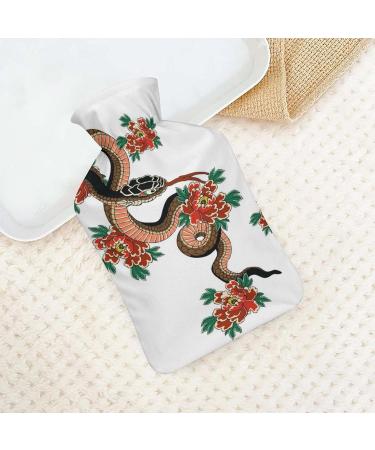 Snake Flower Hot Water Bottle with Cover - Plush Bed Bottle Hand Warmer for Adults & Children | 26.5x15.3cm - Buy Internationally - Buy Online on GoSupps.com