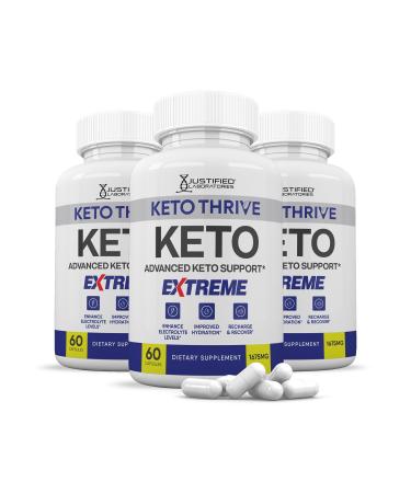 (3 Pack) Keto Thrive Keto ACV Extreme Pills 1675MG Keto Support Blend Capsule Alternative Keto ACV Gummies Formulated Apple Cider Vinegar Extra Virgin Olive Oil Powder Green Tea Leaf 180 Capsules