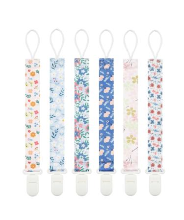 Babeine Floral Pacifier Clips 6 Pack Pacifier Holder for Boys and Girls Fits for Most Pacifiers Brands Teether Toys and Gift (Flower) Flower & Leaf - Buy Online on GoSupps.com