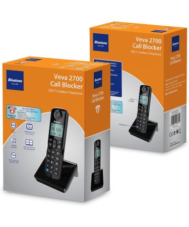 Binatone VEVA 2700 Single Cordless Phone with Call Blocker - Up to 10hrs Talk Time - 80 Number Phonebook - Black - Buy Online on GoSupps.com