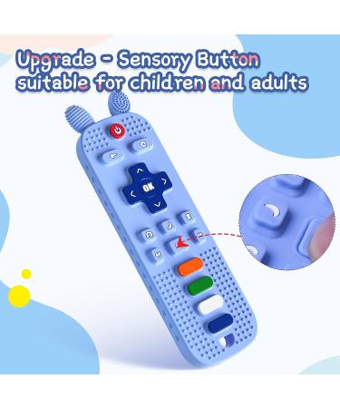 Scuwtocn Upgrade Remote Teething Toys for 6-12 Months Baby - Blue | Soft Silicone Teether with Remote Control Shape for Sensory Gum Soothing - Buy Online on GoSupps.com