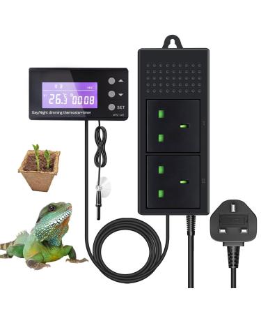 Bonlux PID Reptile Thermostat Plug Socket Digital Dimmer Temperature Controller with Day & Night Timer for Home Brew Greenhouse Heater Heat Mat Tube Heater Reptile Vivarium - Buy Online on GoSupps.com