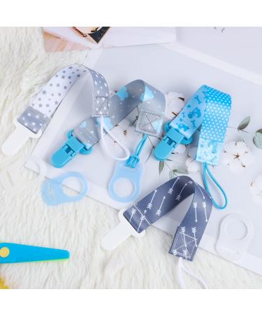 8 Pcs Boys Dummy Clips with Silicone Button Ring Pacifier Holder Leashes - Fits All Pacifiers for Teething Toys - Baby Shower Gift - Buy Online on GoSupps.com