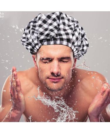 Kaiersi Large Waterproof Shower Cap for Men - Reusable & Adjustable - Ideal for Braids, Locs, and Dreadlocks - 2 Plaid Colors - Buy Online on GoSupps.com