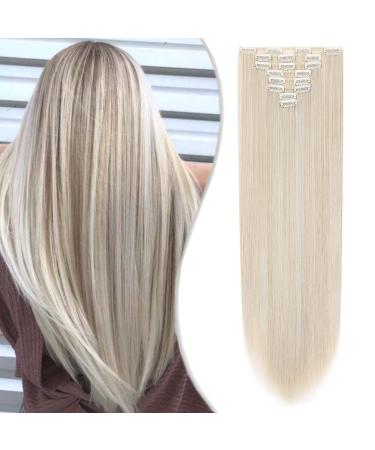 SEGO clip in extensions 8 Part Set 66cm hair extension hair part synthetics smooth natural ash blonde mix silver gray 66 cm ashblond mix silver gray - Buy Online on GoSupps.com