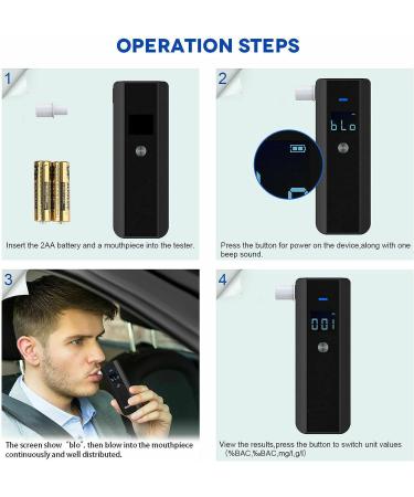 Portable Breathalyzer AT188 Alcohol Tester with LCD Display and 10 Mouthpieces - Alcohol Analyzer for Accurate Alcohol Testing - Buy Online on GoSupps.com