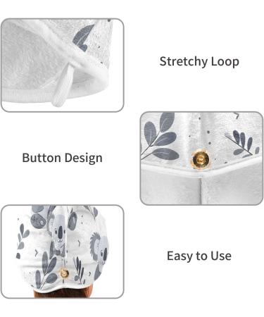 Cute Koala Hair Towel Set for Kids - Super Absorbent Quick Dry Turbans | 2 Pack Head Towels with Button Wraps for Women & Girls - Buy Online on GoSupps.com