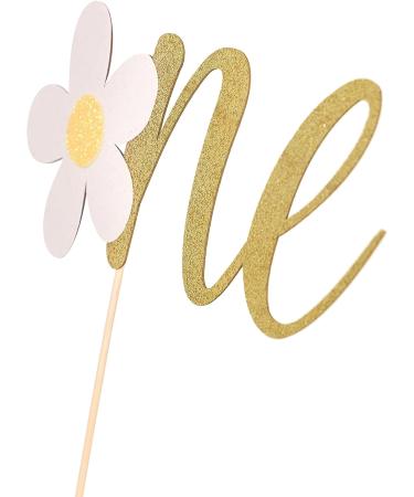Flower Gold Glitter One Cake Topper - 1st Birthday Decoration for Baby Party & Shower - Buy Online on GoSupps.com