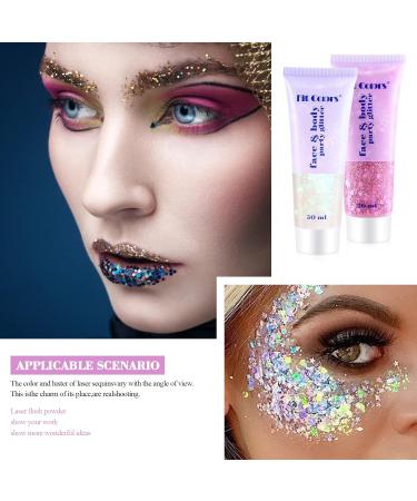 Buy Pamiyo Glitter Gel 2x50ml - White & Pink Face Body Nail Sequins for Festive Occasions | Mermaid Liquid Eyeshadow - Buy Online on GoSupps.com
