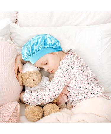 Arqumi Kids Silk Satin Bonnet 2Pcs Set - Soft Adjustable Night Cap for Baby to Teens in Black & Blue - Buy Online on GoSupps.com