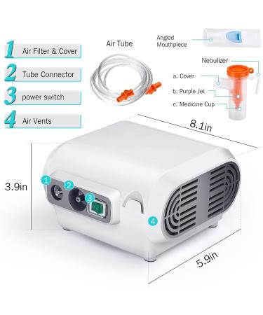 Nebulizer Machine for Adults and Kids | Portable Ultrasonic Jet Nebulizer with Accessory Set | Cool Mist Steam Inhaler for Home, Office, Travel | Includes Tubing, Mouthpiece, Masks - Buy Online on GoSupps.com