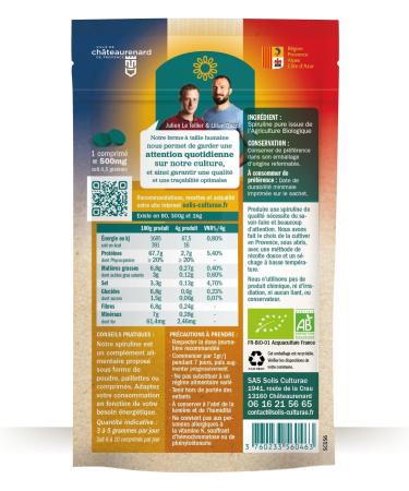 Organic Spirulina 100% French 1 sachet 80g of AB tablets (cure 20 days) DIRECT PRODUCER rich in iron minerals vitamins and antioxidants Boosts the body & immune defenses - Buy Online on GoSupps.com