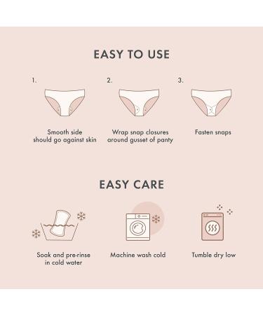 Rael Organic Cotton Reusable Pads - Postpartum & Incontinence Pads for Women - Washable & Leak-Free - 3 Pack (Large) - Buy Online on GoSupps.com