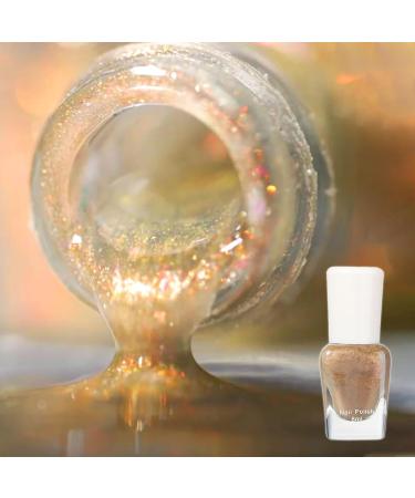 Nude Nail Polish Shimmering Mermaid Golden Shell Spiral Holographic Shimmer Quick Dry Nail Varnish Shining Sparkling Long Lasting No Need Cure DIY Nail Art Manicure Birthday Gift for Women & Girls - Buy Online on GoSupps.com