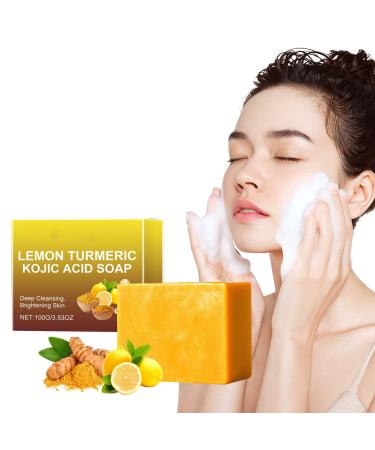 Turmeric Lemon Soap - Dark Spot Corrector Remover - Natural Soap Bar for Body & Face - Turmeric Soap for women - Skincare Handmade Soap Bar for Brighten Acne Dark Spots