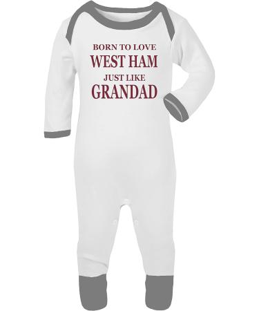 West Ham Grandad Fan Baby Sleepsuit - 3-6 Months White/Grey Trim | UK Printed 100% Cotton - Buy Online on GoSupps.com