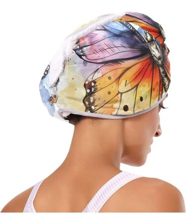 Butterfly Watercolor Hair Towel 2 Pack | Super Absorbent Quick Dry Hair Turbans for Women & Girls - Buy Online on GoSupps.com