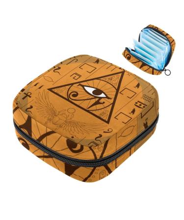 Joao menstruation cups zipper napkin bag tampons collection bags for women and girls (Egyptian hieroglyphic print) Color 7 One size