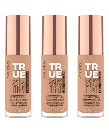 Catrice True Skin Hydrating Foundation No. 046 nude moisturizing long -lasting natural vegan without alcohol without parabens without microplasty particles 3 -pack (3x30ml) 046 neutral toffee 30 ml (3 Pack)