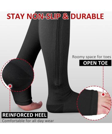 Compression Stockings with Zipper - Open Toe Calf Height Support for Varicose Veins Edema & Pregnancy Relief - International Shipping Available - Buy Online on GoSupps.com