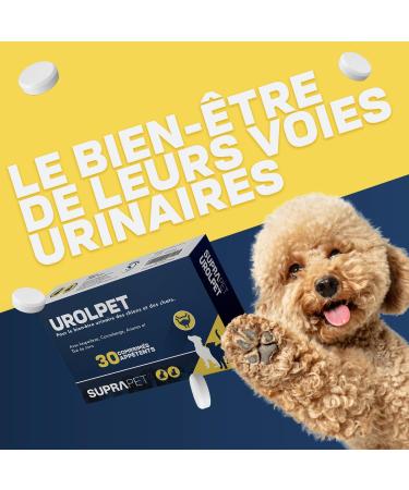 Suprapet Urolpet Dogs and Cats Urinary Tract Well-being 30 tablets of 1000mg - Natural complementary food for Cystitis Prostate with Lespedeza Cranberry Pineapple Java Tea - Buy Online on GoSupps.com