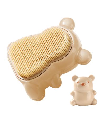 Bear Finger Nail Brush | Adorable Bear Soft Stiff Bristles Scrubber Easy To Grip Bear Finger Nail Brush With Soft Bristles Gently Cleans Kid's Nails Beige