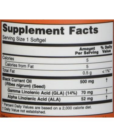 NOW Foods Black Currant Oil 500mg - 100 Softgels (2 Pack) - Buy Online on GoSupps.com