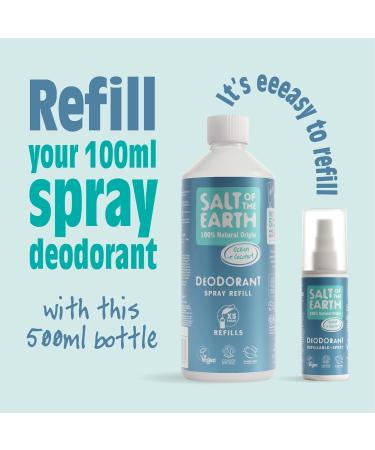 Salt of the Earth - Natural Deodorant Spray Refill - Certified Natural Vegan Long Lasting Protection Leaping Bunny Approved Made in the UK - 500ml (Ocean & Coconut 500ml) Ocean & Coconut 500 ml (Pack of 1) - Buy Online on GoSupps.com
