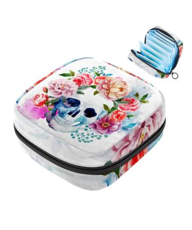 Storage bags for women's binding motif: skull and flowers large menstrual cup pocket with zipper periodic inserts bags storage panty seeds tampons for girls and