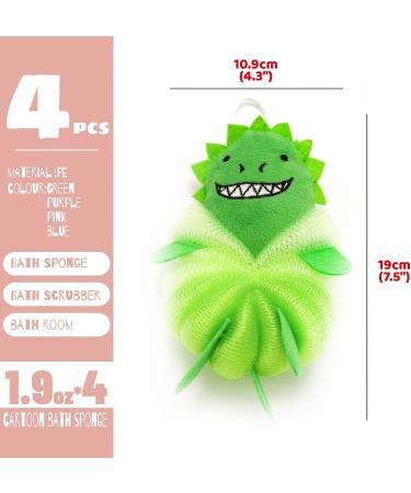 MURRI&MURRDI 4-Piece Kids Bath Loofah Set - Cartoon Design | Body Shower Sponge Pouf for Men and Women | Exfoliating Scrubbers 55g - Buy Online on GoSupps.com