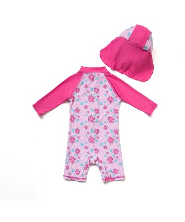 Bonverano Baby Girls UPF 50+ UV Protection Sunsuit with Sun Cap - Pink 3-6Months - Buy Online on GoSupps.com