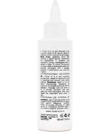  Ilovericcio I Love Hedgehog Primer Oil Pre-Shampoo Moisturizing and Nourishing for Curly Hair with Natural Argan Macadamia Jojoba Almond and Olive Oils Nourishes Curly Hair Before Washing 100 - Buy Online on GoSupps.com
