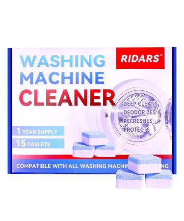Ridars Washing Machine Cleaner Tablets - Deep Cleaning Washer Cleaner Tablets For HE Top Load Washer And Front Loader, Clean Laundry Tub And Inside Drum Seal (15 Tablets)