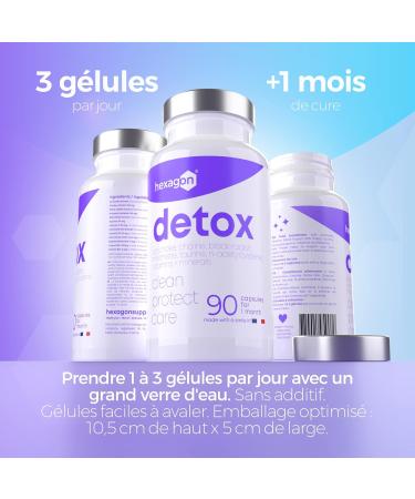 Detox NAC N-Acetyl-Cysteine Artichoke Milk Thistle Black Radish - Drainer and Elimination - Powerful and Fast Liver Detox & Colon - +1 Month of Cure - Made in France - 90 Capsules - Hexagon - Buy Online on GoSupps.com