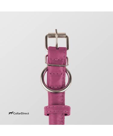 Collardirect Round Leather Dog Collar - Softly Padded Handmade Real Leather for Dogs & Cats - Available in Black Pink Red Purple Blue - Sizes 15-18 cm - Buy Online on GoSupps.com