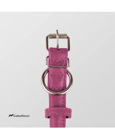 Collardirect Handmade Round Leather Dog Collar - Soft Padded & Rolled Real Leather for Dogs & Cats Adjustable 40-45 cm - Available in Black Pink Red Purple Blue - Buy Online on GoSupps.com