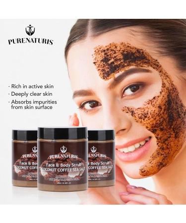 Coconut Coffee Sea Salt Scrub - Exfoliating & Hydrating Face & Body Scrub with Natural Ingredients | 10.58 oz International Shipping - Buy Online on GoSupps.com