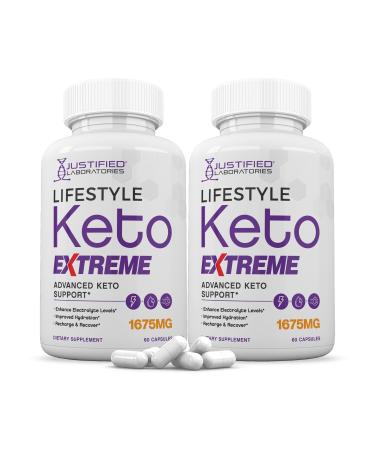 (2 Pack) Lifestyle Extreme Keto Pills 1675MG New & Improved Formula Contains Apple Cider Vinegar Extra Virgin Olive Oil Powder Green Tea Leaf 120 Capsules