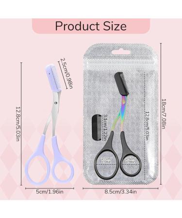 2PCS Upgraded Eyebrow Trimmer Scissor 2 in 1 Eyebrow Scissors with Comb Curved Eyebrow Comb Trimmer Non-Slip Stainless Steel Eyebrow Trimming Scissors Facial Hair Removal Trimmer (A) - Buy Online on GoSupps.com
