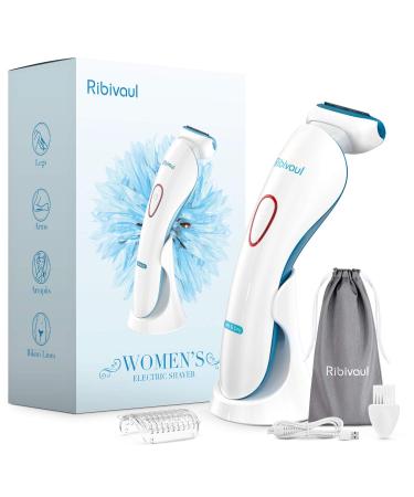 Women Electric Razor, Ribivaul Electric Shaver for Women with 3-1 Shaving Blade, Fast Charging Cordless Women Bikini Trimmer with Long Battery Life, Wet and Dry Use Razor for Arms, Legs Purple