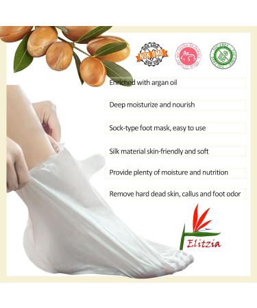 Moisturizing Foot Mask for Dry Cracked Skin - 5 Pcs Elitzia ETMM02 with Argan Oil - Repair & Refresh Feet for Men & Women - Buy Online on GoSupps.com