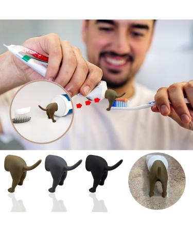 Dog Internal Form Toothpaste Lid & Dispenser - Creative Funny Caps for Kids & Adults (Brown & Gray) - Buy Online on GoSupps.com