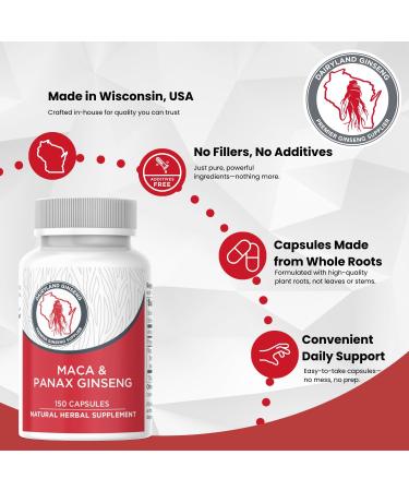 Maca Root Capsules + Korean Panax Ginseng - Concentrated Extract Black + Red + Yellow Maca Root Panax Ginseng Capsules 150 ct - Buy Online on GoSupps.com