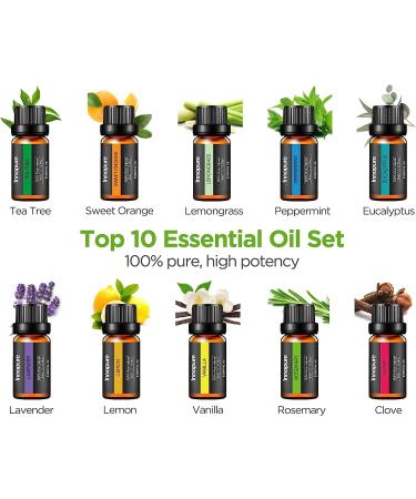 InnoGear Aromatherapy Diffuser & 10 Essential Oils Set | 400ml Ultrasonic Cool Mist Humidifier | 4 Timers 7 Colors Light | Waterless Auto Off | Yellow Wood Grain - Buy Online on GoSupps.com