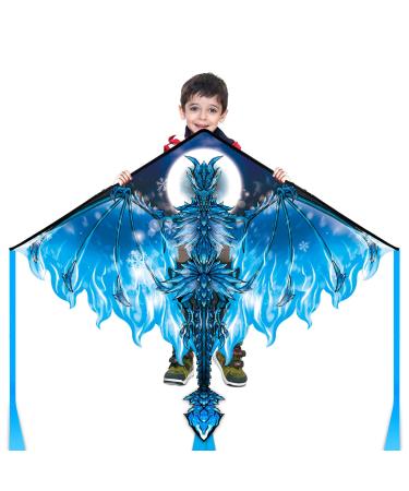 Dragon Kite for Kids Adults, Easy to Fly Best Delta Beach Kite, 300ft Kite String Ice